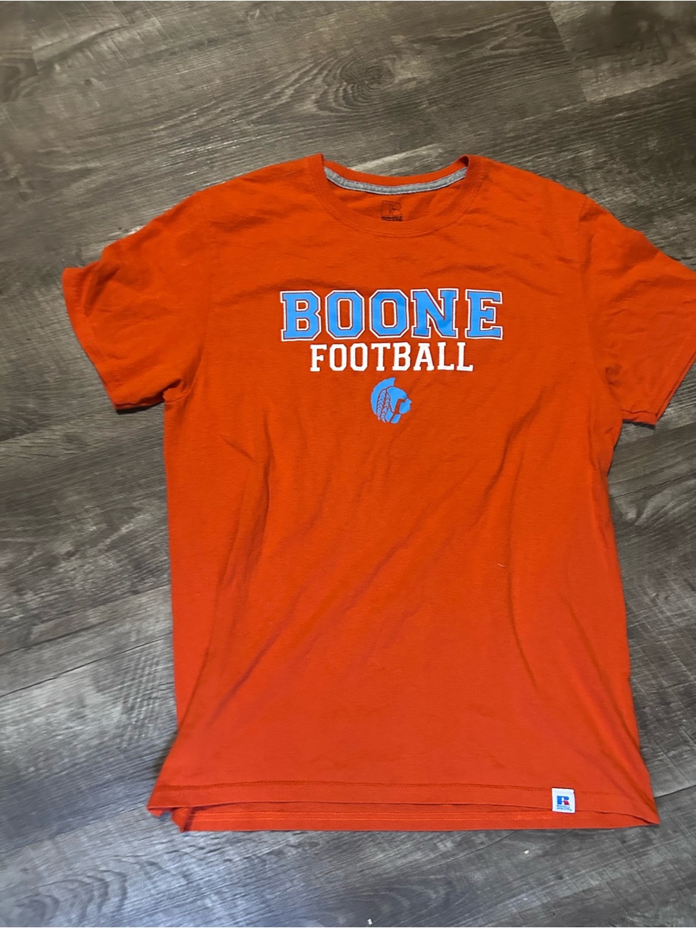 Russell Athletic Orange Boone Football Tee with Blue Accents
